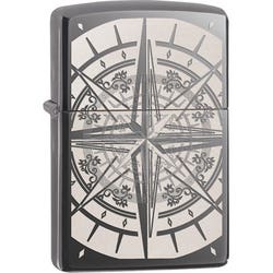 Zippo lighter with a Compass on a Black Ice background