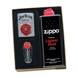 Zippo - Jim Beam Street Chrome Lighter, Fluid & Flint Pack