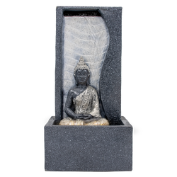 Simple Zen Buddha Waterfall Fountain Grey Stone