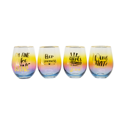 Ombre Wine Glasses Stemless Pack of 4 