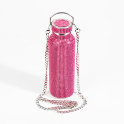 SWIG Pink Glitz Water Bottle With Chain 600mL